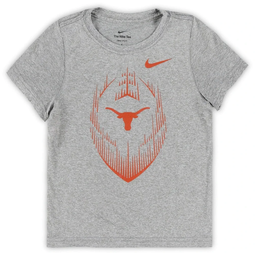 Nike Texas Longhorns Dri-FIT Kids Heather Gray Orange Graphic T-Shirt Size 5